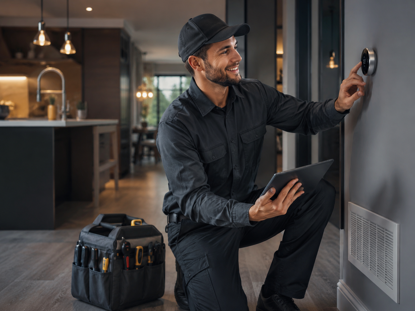 Home services technicians (plumbers, electricians, HVAC) on the job